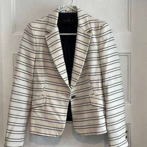 Zara Basic | Blazer| White with Black Stripes | Size Small